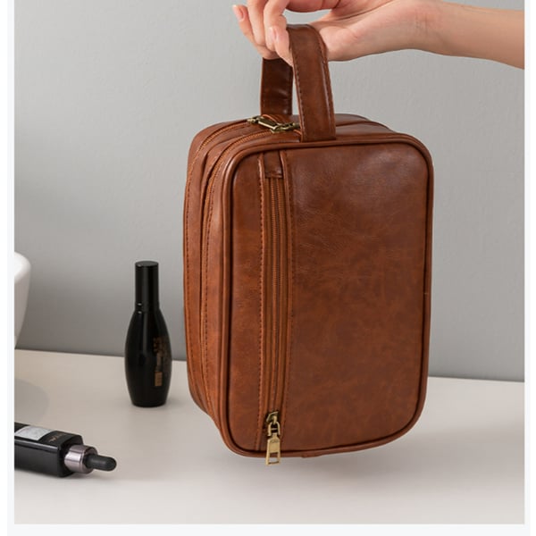 Vanntett toalettveske for menn Brown