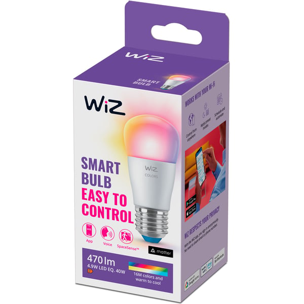 WiFi Smart LED E27 P45 40W 470lm Farge