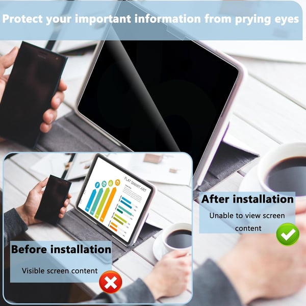 Skjermbeskytter for iPad Anti-Spy herdet glass ipad air 12.9(2024 )