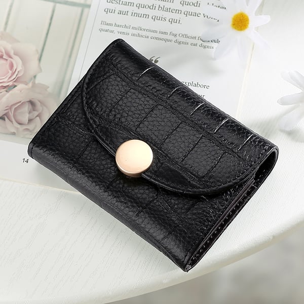Naisten aitoa nahkaa oleva RFID-estolompakko Black