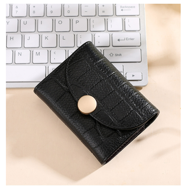 Naisten aitoa nahkaa oleva RFID-estolompakko Black
