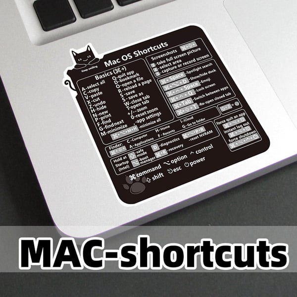 Tangentbordsdekal med Mac-genvägar Black
