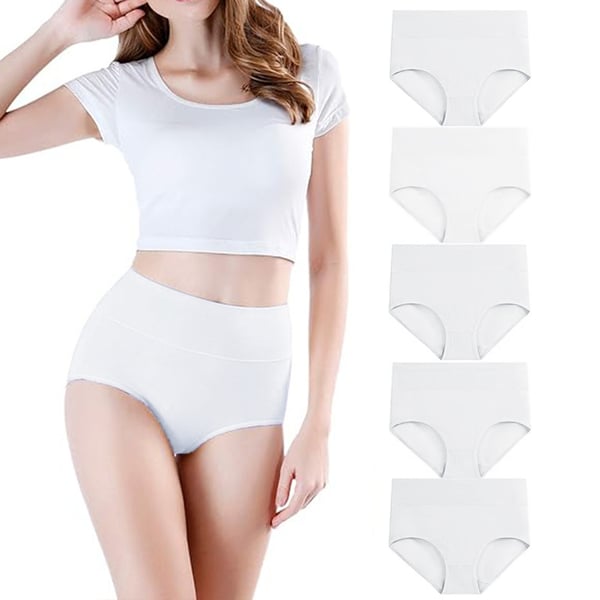 Højtaljede trusser (5-pak) White XL
