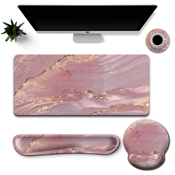 Ergonomisk musemåtte med håndledsstøtte Pink