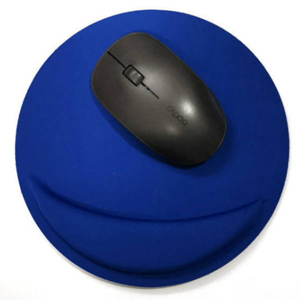 Ergonomisk rund musematte med håndleddsstøtte Blue
