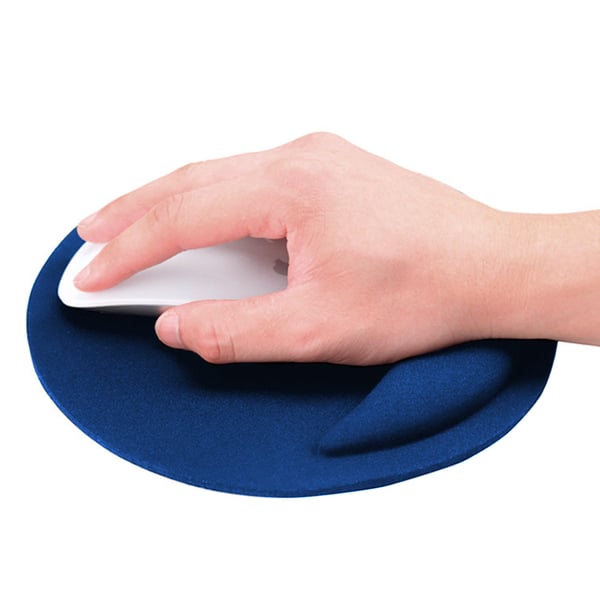 Ergonomisk rund musematte med håndleddsstøtte Blue