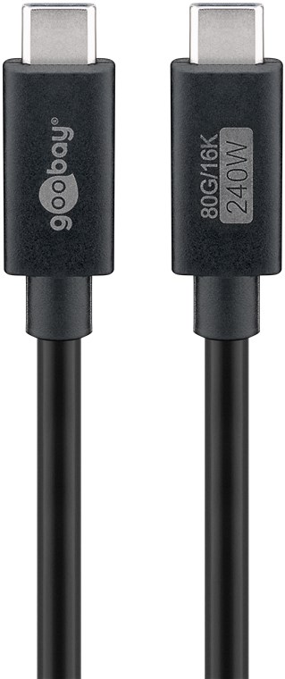 USB-C™-kabel, USB4™ versjon 2.0, 240 W, 80 Gbit/s, strømforsyning, 1,2 m
