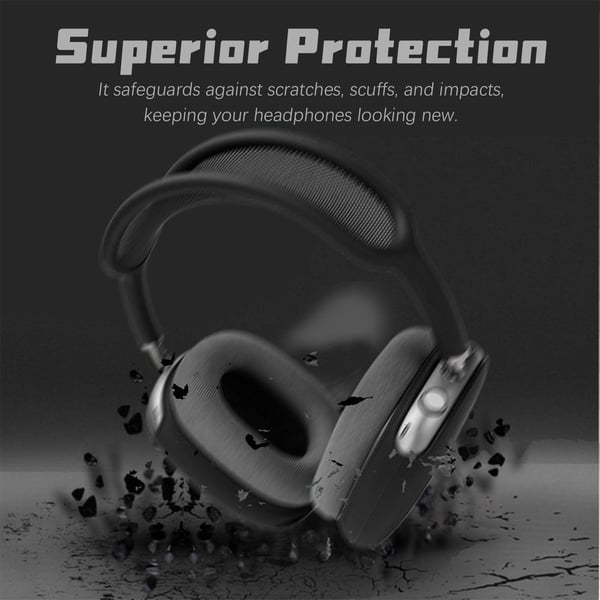 Silikonbeskyttelse for AirPods Max hodetelefoner og bøyle Black