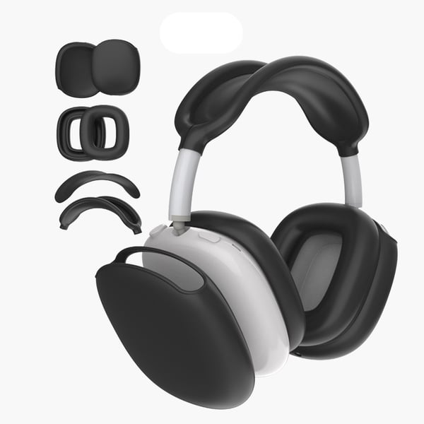 Silikonbeskyttelse for AirPods Max hodetelefoner og bøyle Black