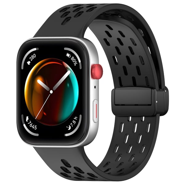 Huawei Watch Fit 3 Pustende silikonrem med magnetisk spenne Black