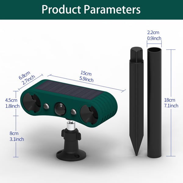 Ultralyd Rotteavviser med Solcellepanel og LED Varsling, Kompatibel med 5V DC Lading og Lang Batteritid