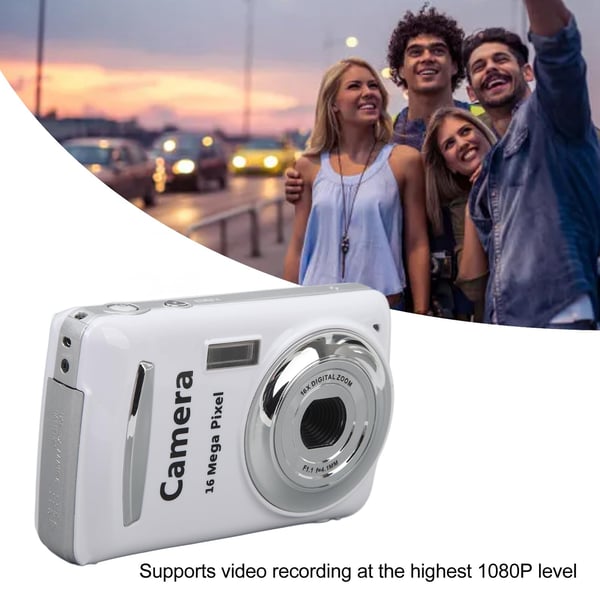Kompakt 16x optisk zoomkamera med 16MP sensor og 2,4" LCD White