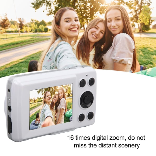 Kompakt 16x optisk zoomkamera med 16MP sensor og 2,4" LCD White