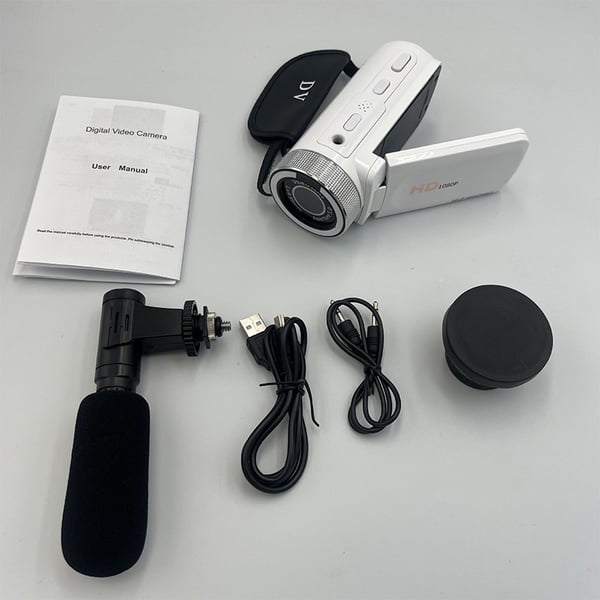 HD-digitalt kamera med vidvinkelobjektiv White