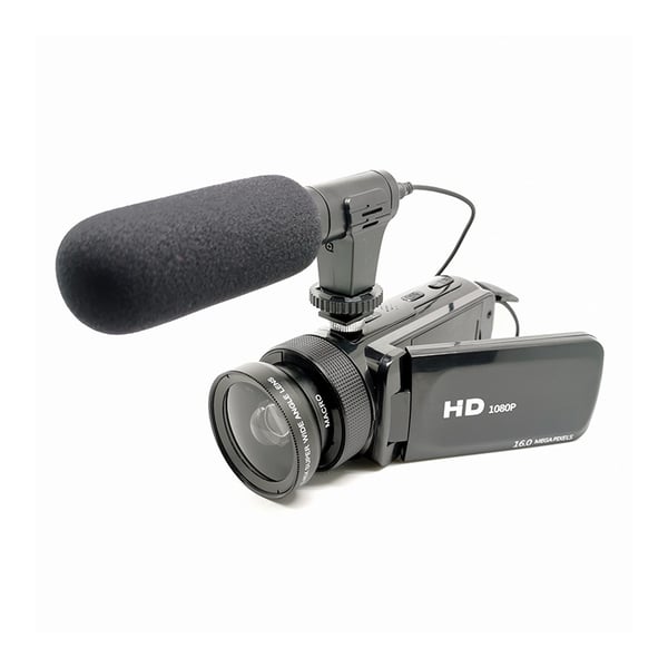 HD digitalkamera med vidvinkelobjektiv Black