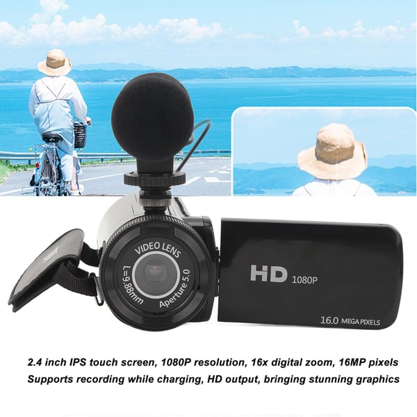 HD digitalkamera med vidvinkelobjektiv Black