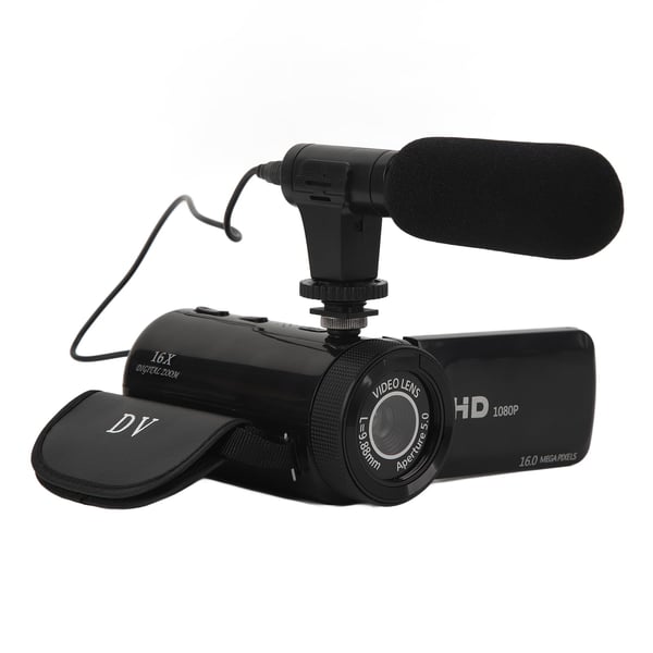HD-digitalt kamera med vidvinkelobjektiv Black
