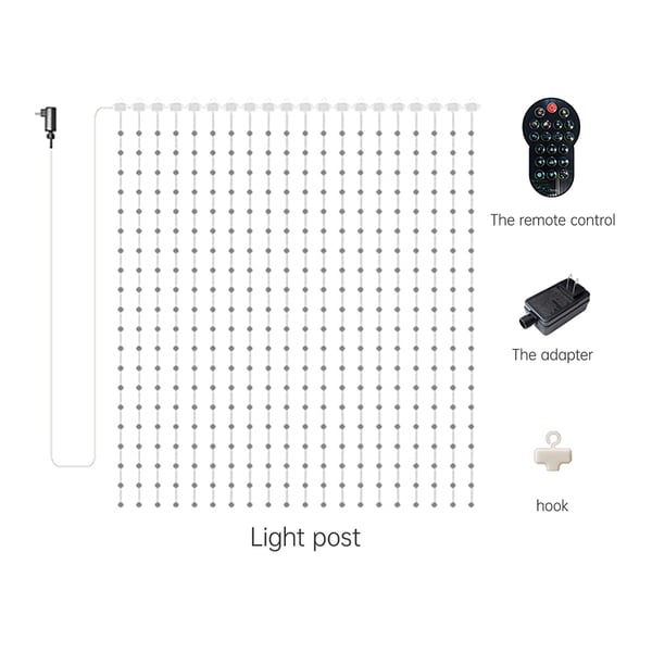 Smart LED-gardinlys, RGB fargerike punktstyrte lærledningslys-USB 160x160x1 cm