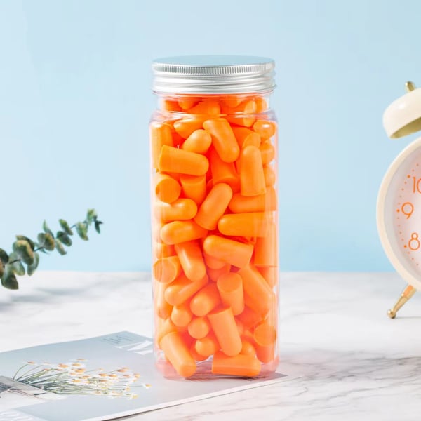 Støyreduserende ørepropper (60 par) med aluminiumsveske Orange