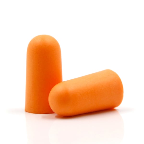 Melua vaimentavat korvatulpat (60 paria) alumiinikotelolla Orange