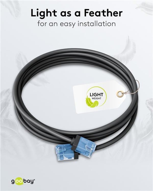 Ultrafleksibel patchkabel CAT 6A, slank, U/UTP, svart