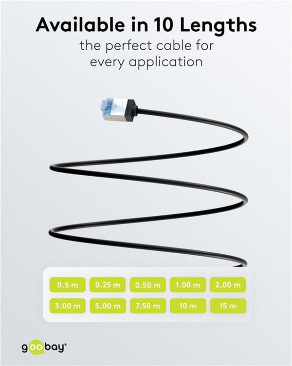 Ultrafleksibel patchkabel CAT 6A, slank, U/FTP, svart