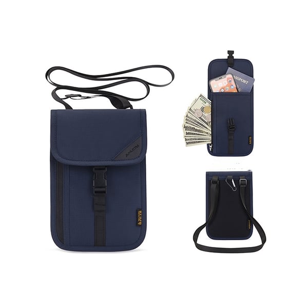 RFID-halslommebok reisepassholder Blue