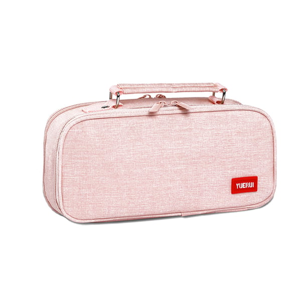 Bærbart canvas penalhus - stor kapacitet Pink