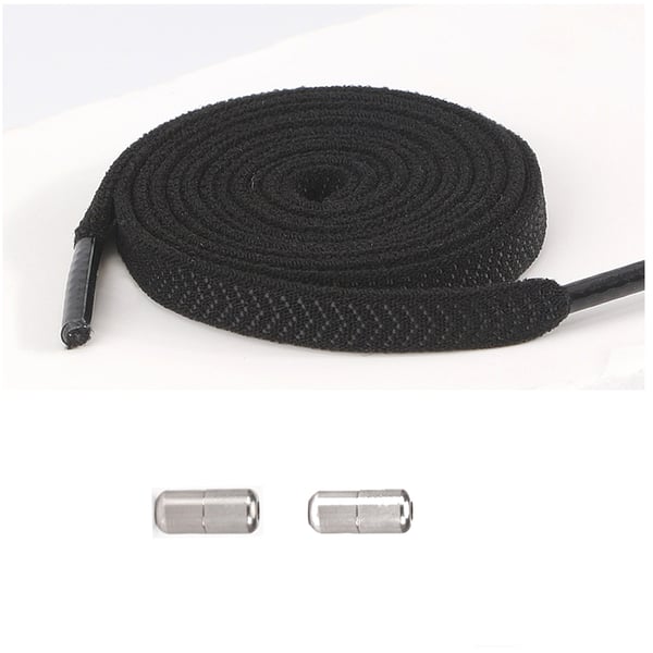 Joustavat kengännauhat hopeasoljilla - 2 paria Black