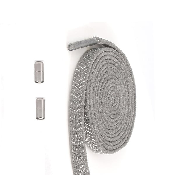 Elastiske skolisser med sølvspenner - 2 par Grey