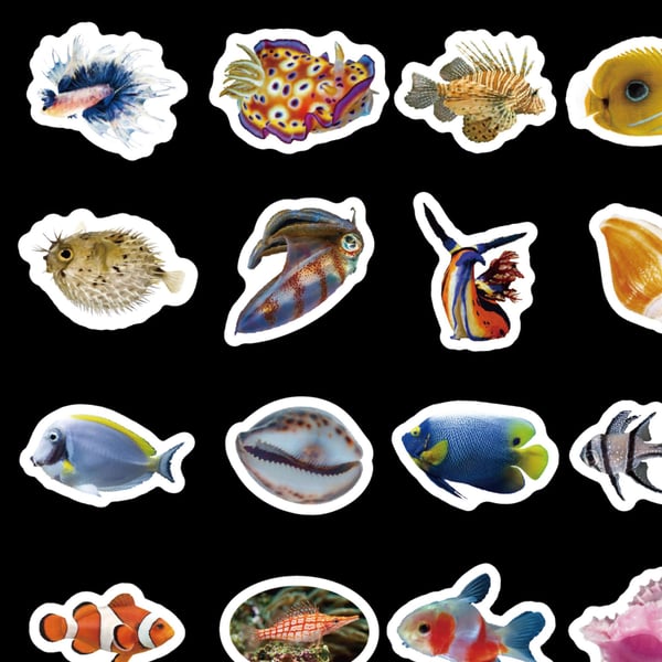Dyreklistremerkepakke - Søte og vanntette klistremerker for barn og voksne ocean life