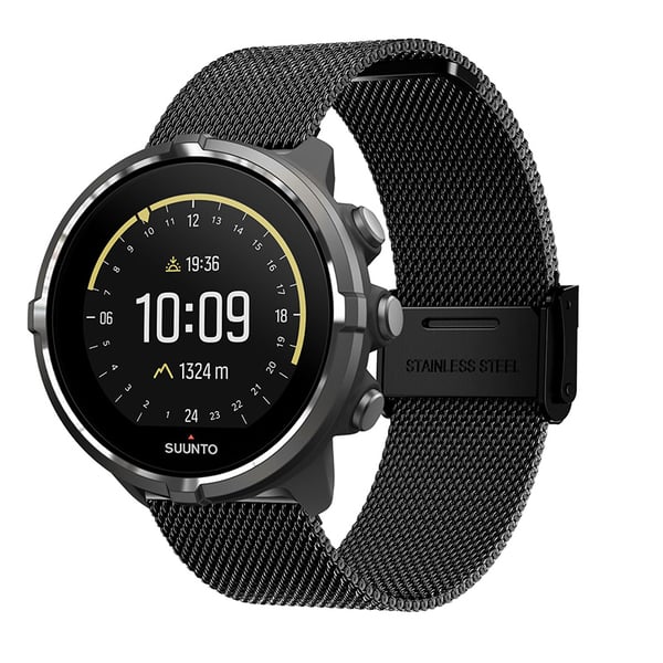 Urrem i rustfrit stål til Suunto 9 Baro/7/d5/Spartan Black 24 mm
