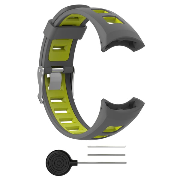Silikoninen kellon ranneke Suunto Quest/M1/M2/M4/M5:lle Grey+Green Silikoninen kellon ranneke Suunto Quest/M1/M2/M4/M5:lle Grey+Green