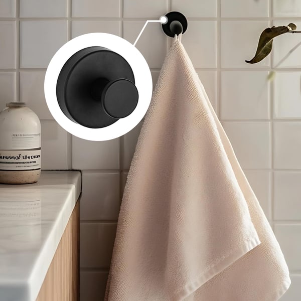 Seinäkoukut imukupilla, 4 kpl Black