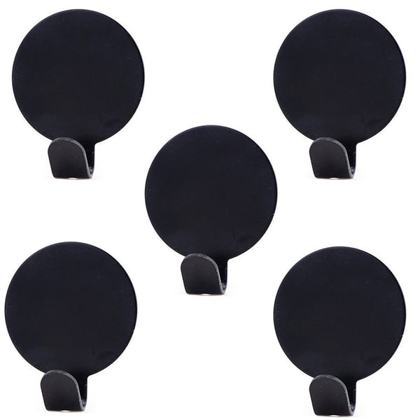 Selvklebende runde veggkroker, 5-pakning Black