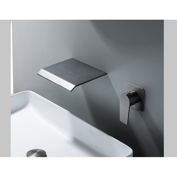 Gunmetal Veggmontert Waterfall Basin Kran med Skjult Boks