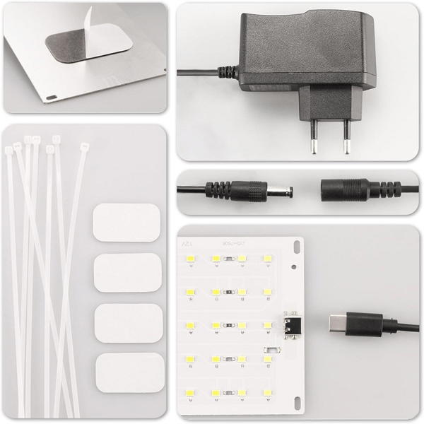 LED-vækstlyspanel med EU-adapter