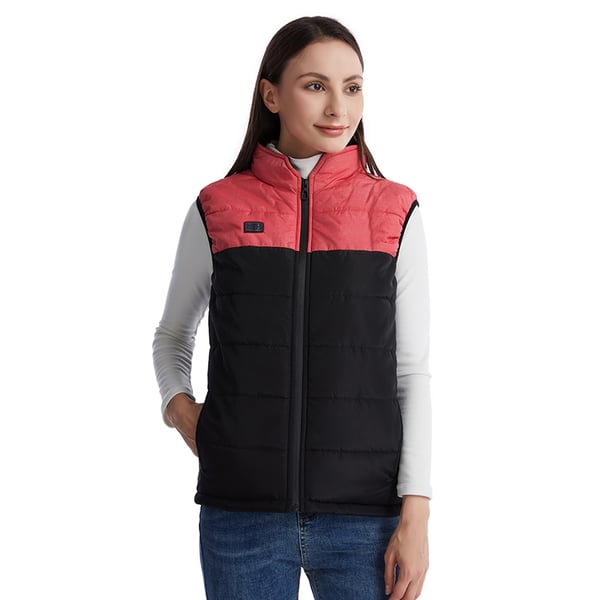 Opvarmet vest med dobbelte kontroller, konstant temperatur og varme Black+Red 3XL