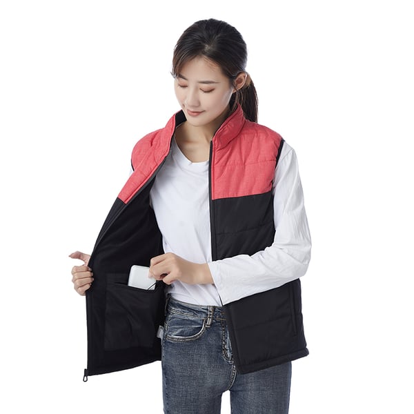 Opvarmet vest med dobbelte kontroller, konstant temperatur og varme Black+Red L