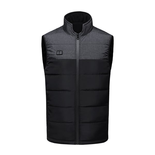 Opvarmet vest med dobbelte kontroller, konstant temperatur og varme Black+Grey XL