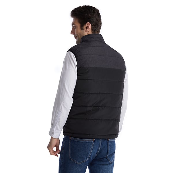 Opvarmet vest med dobbelte kontroller, konstant temperatur og varme Black+Grey XL