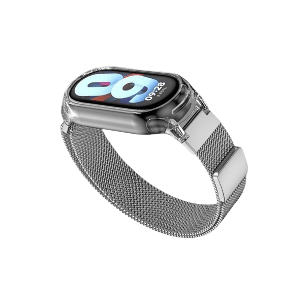 Klokkestropp for Xiaomi Mi Band med gjennomsiktig veske Silver Xiaomi Mi Band 3/4/5/6