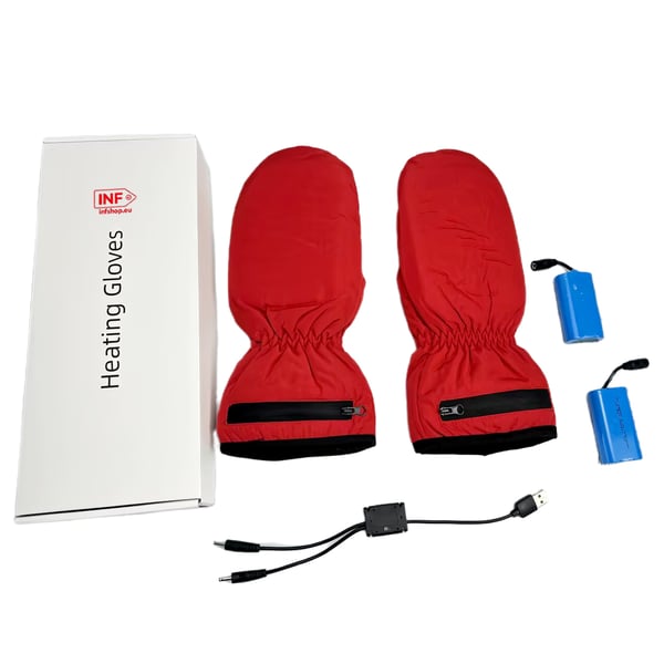 Varmehandsker med lynlås, genopladeligt batteri Red 4 hours battery life
