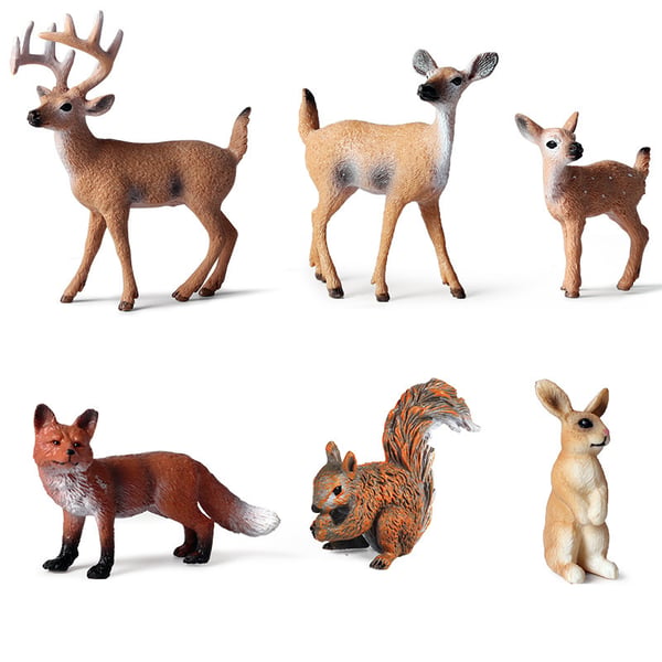 Realistiske skogsdyrfigurer, 6-pakning Forest Animals Set