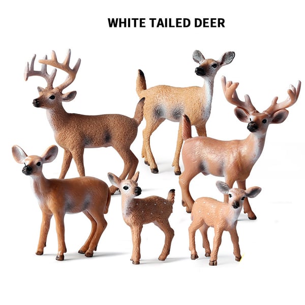 Realistiske skogsdyrfigurer, 6-pakning Wild Deer Set