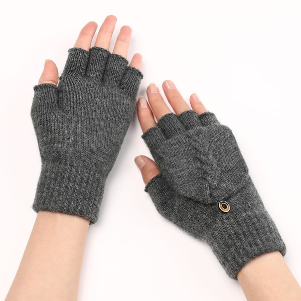 Kaapelineulotut Flip Top -käsineet DarkGrey