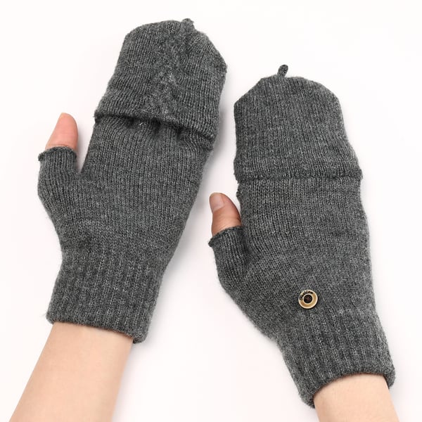 Kaapelineulotut Flip Top -käsineet DarkGrey