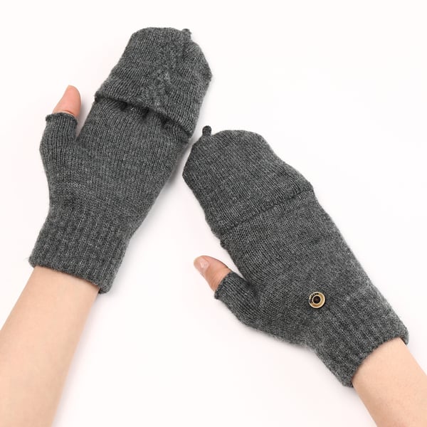 Kaapelineulotut Flip Top -käsineet DarkGrey