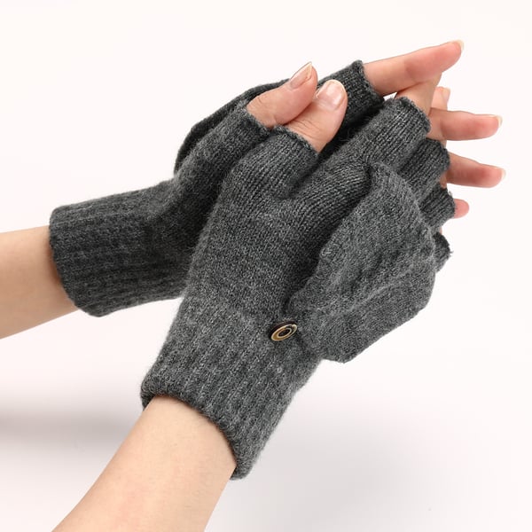 Kaapelineulotut Flip Top -käsineet DarkGrey
