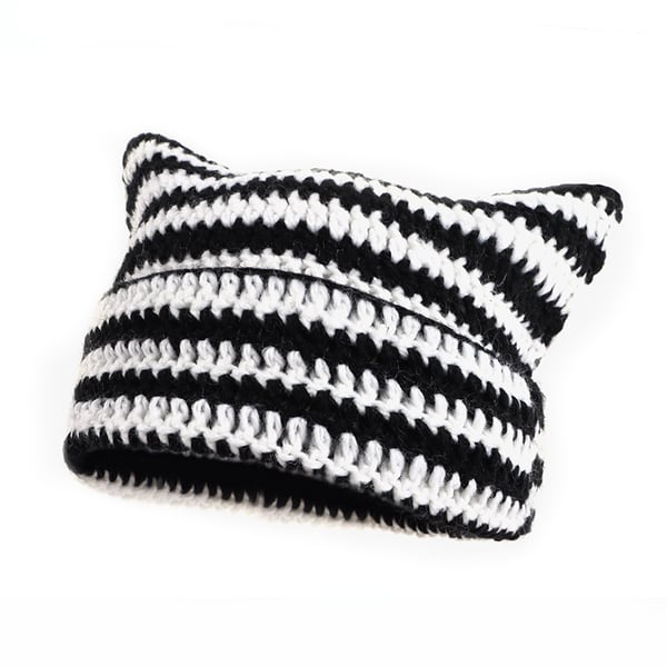 Leikkisä Devil Knitted Hat Black+White